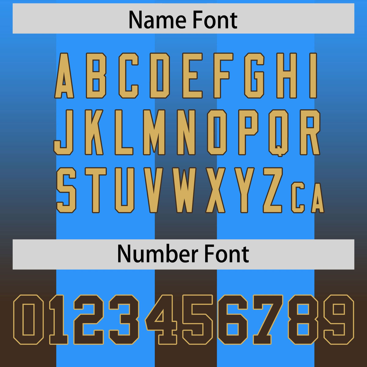 Custom Light Blue Brown Vertical Width Stripe Gradient Fashion Personalized Team American Football Jersey