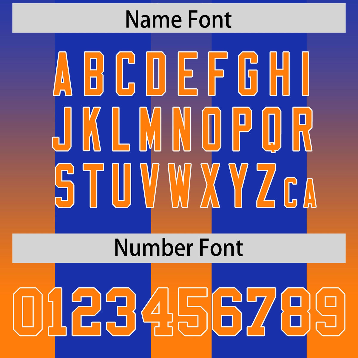 Custom Royal Orange Vertical Width Stripe Gradient Fashion Personalized Team American Football Jersey