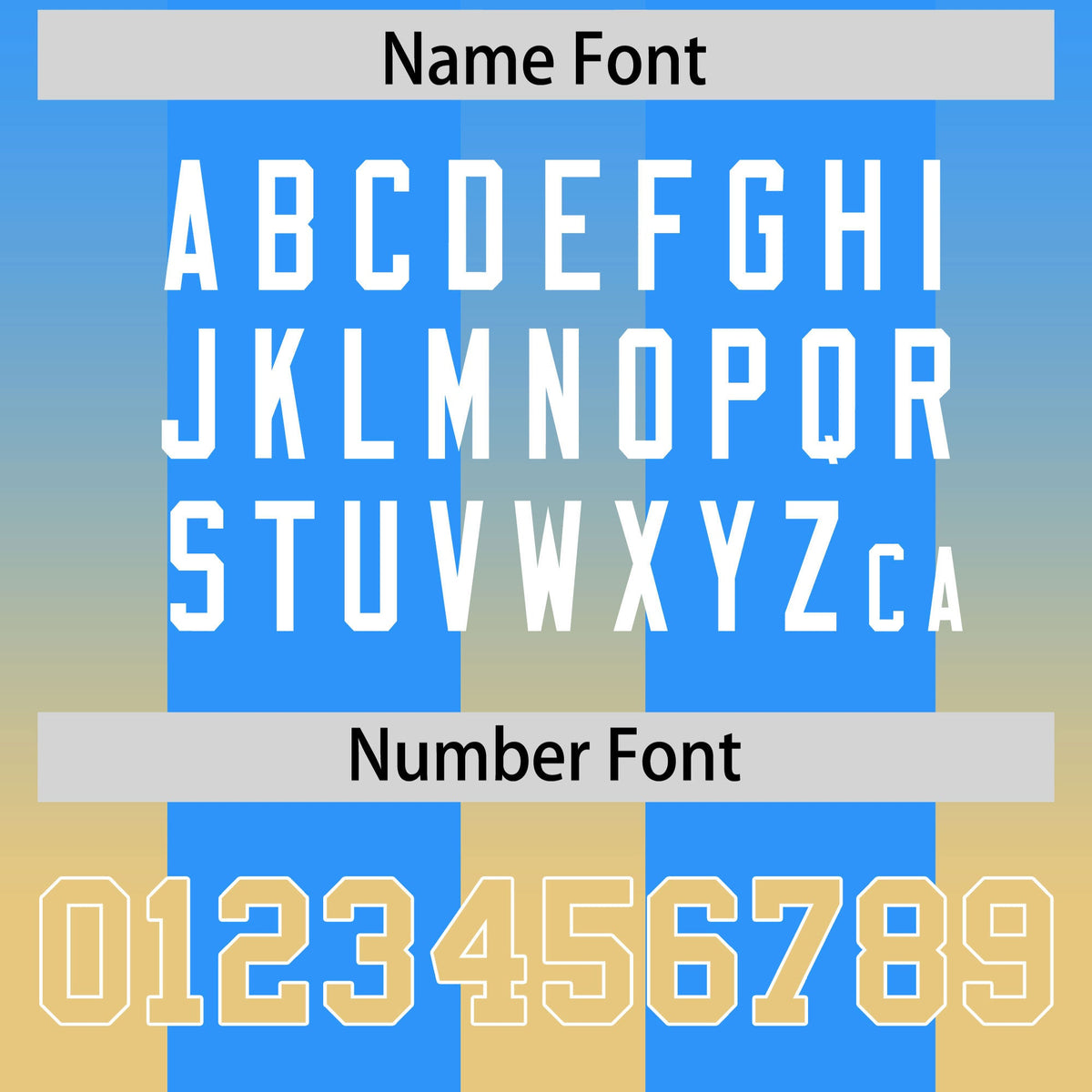 Custom Light Blue Khaki Vertical Width Stripe Gradient Fashion Personalized Team American Football Jersey