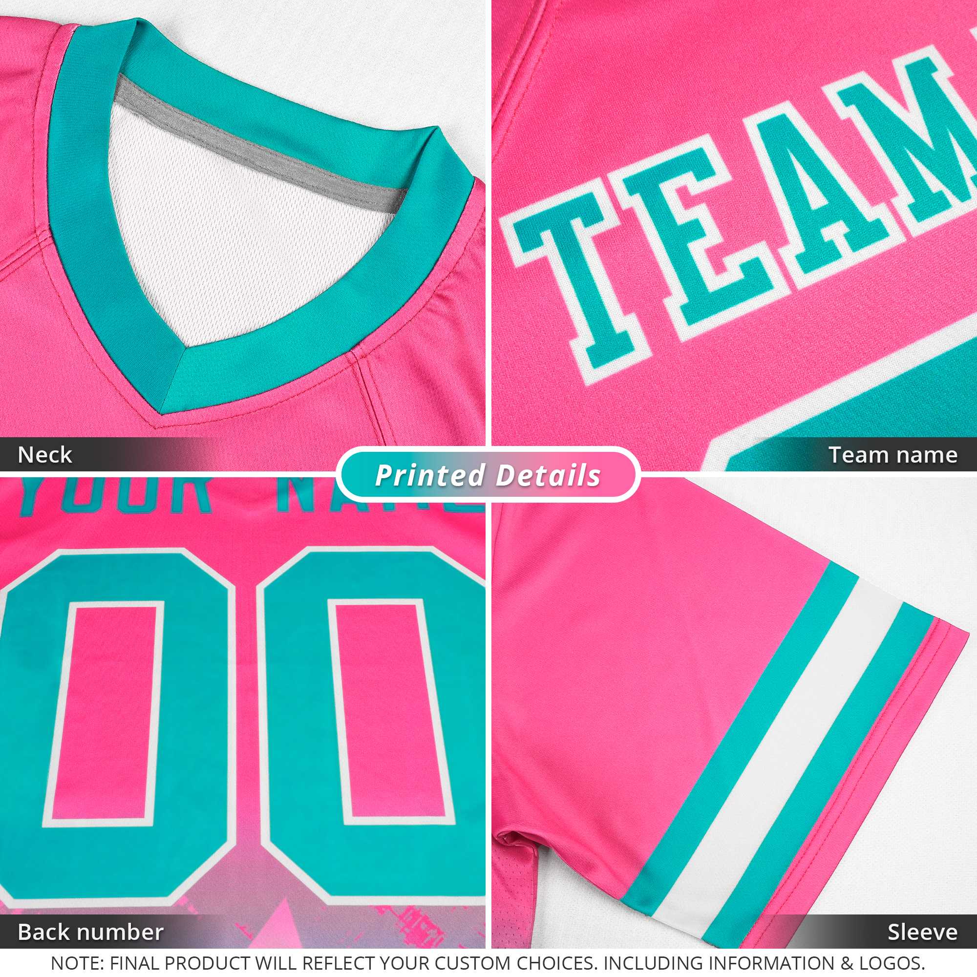 Custom Pink White Vertical Width Stripe Gradient Fashion Personalized Team Football Jersey