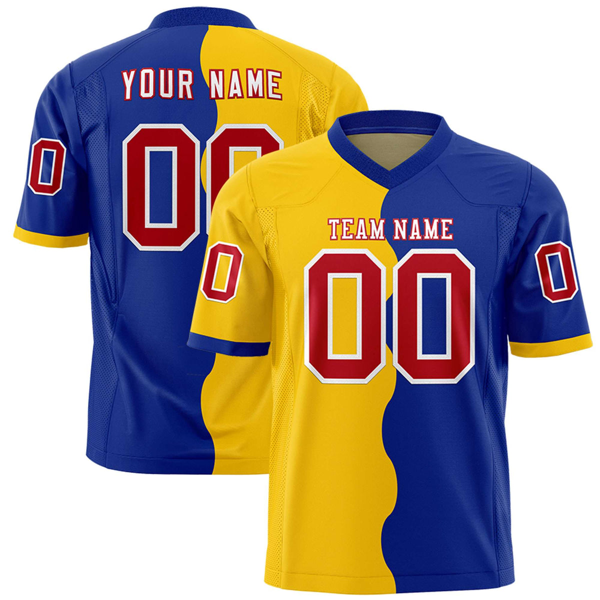 Custom Royal Gold Split Fashion Mesh Authentic American Football Jersey