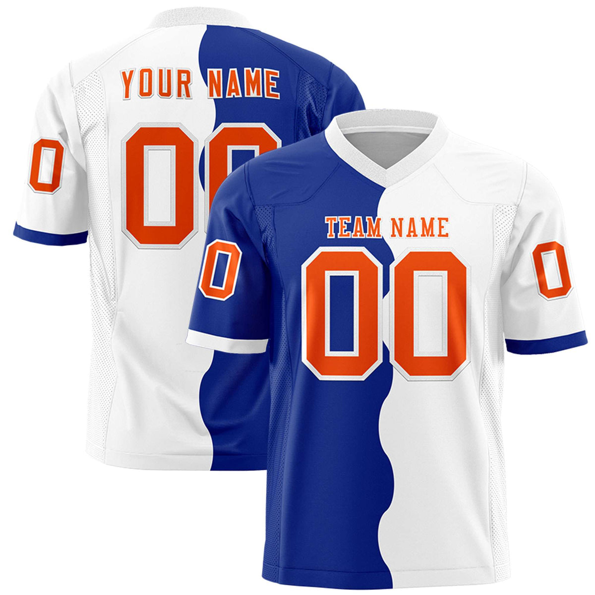 Custom White Royal Split Fashion Mesh Authentic American Football Jersey