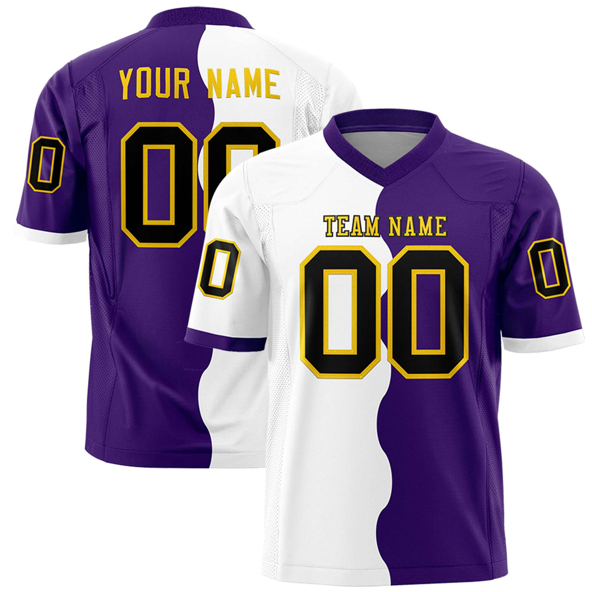 Custom Purple White Split Fashion Mesh Authentic American Football Jersey