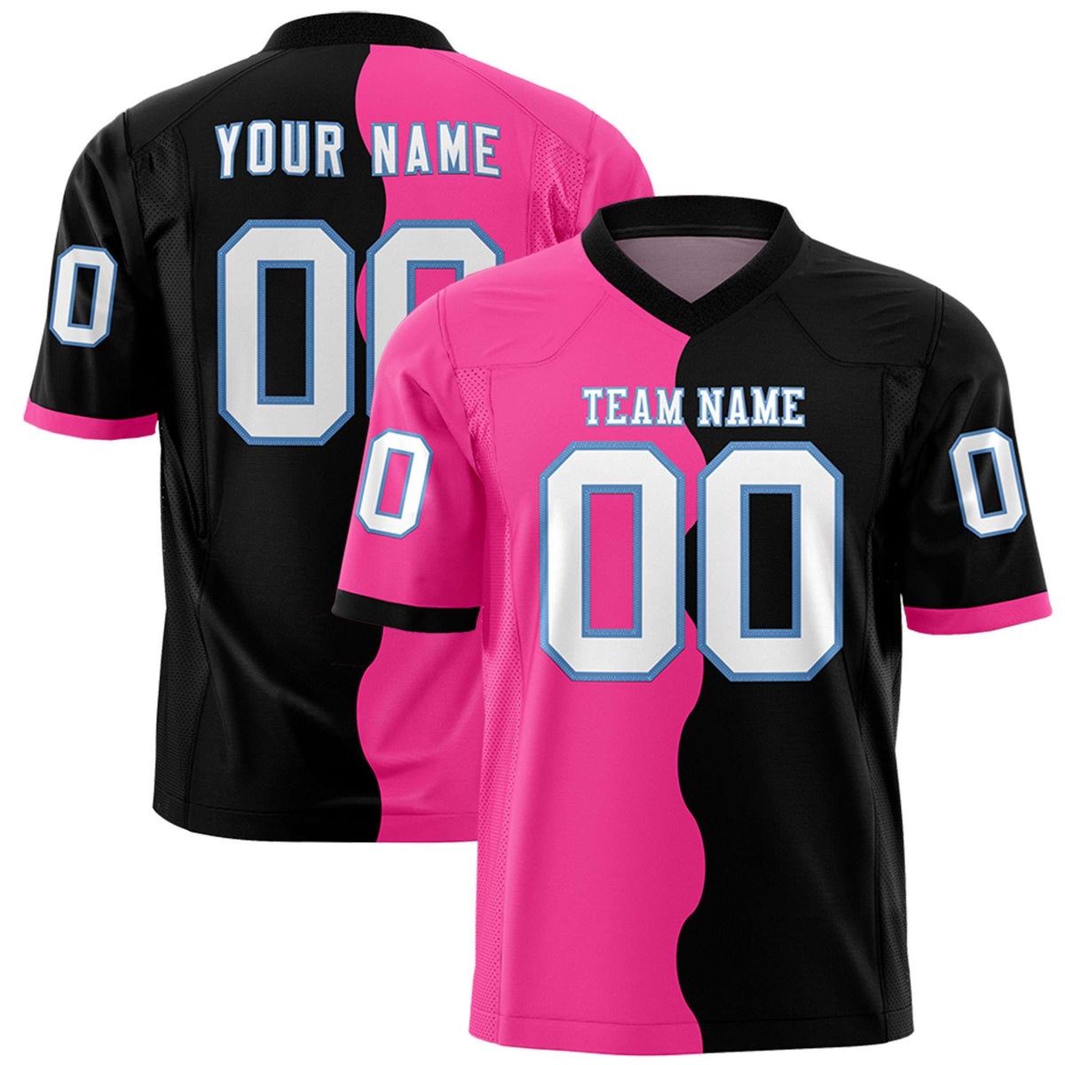 Custom Black Pink Split Fashion Mesh Authentic American Football Jersey