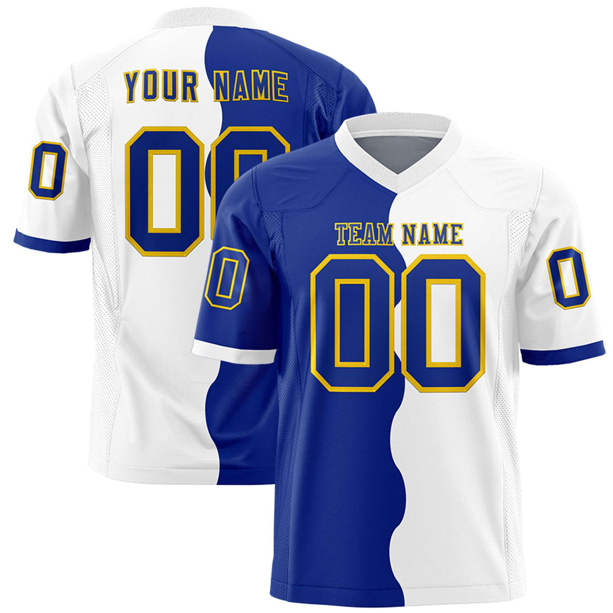 Custom White Royal Split Fashion Mesh Authentic American Football Jersey