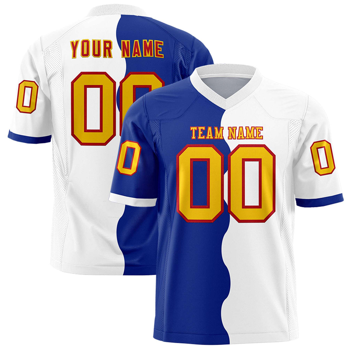 Custom White Royal Split Fashion Mesh Authentic American Football Jersey
