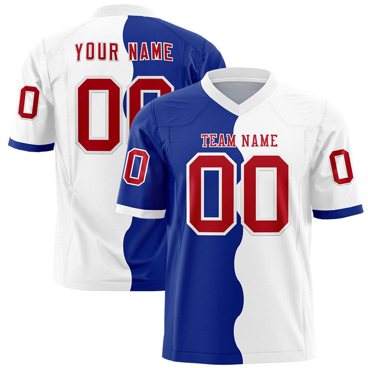 Custom White Royal Split Fashion Mesh Authentic American Football Jersey