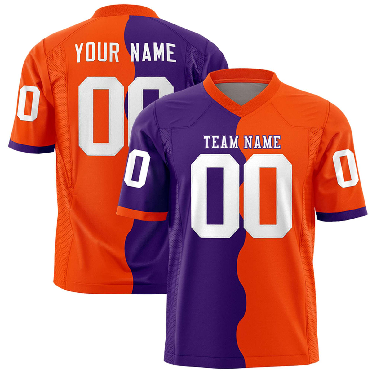 Custom Orange Purple Split Fashion Mesh Authentic American Football Jersey