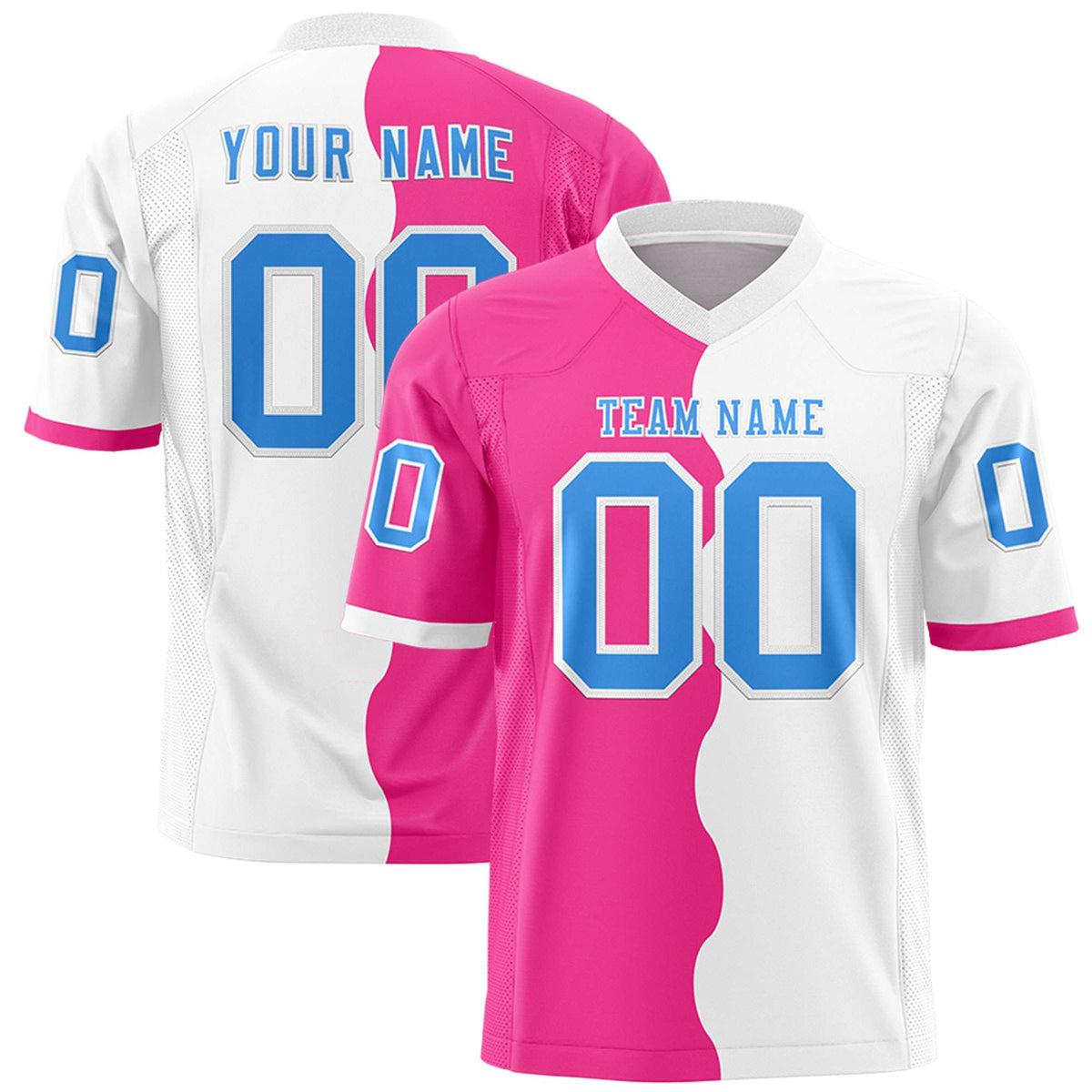 Custom White Pink Split Fashion Mesh Authentic American Football Jersey