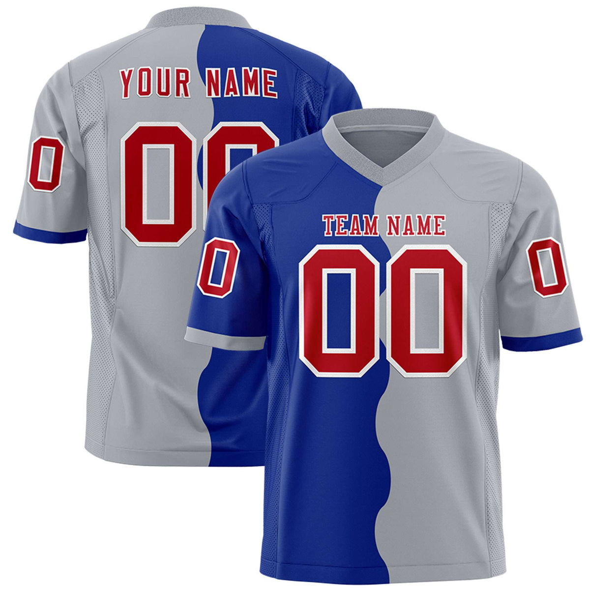 Custom Gray Royal Split Fashion Mesh Authentic American Football Jersey