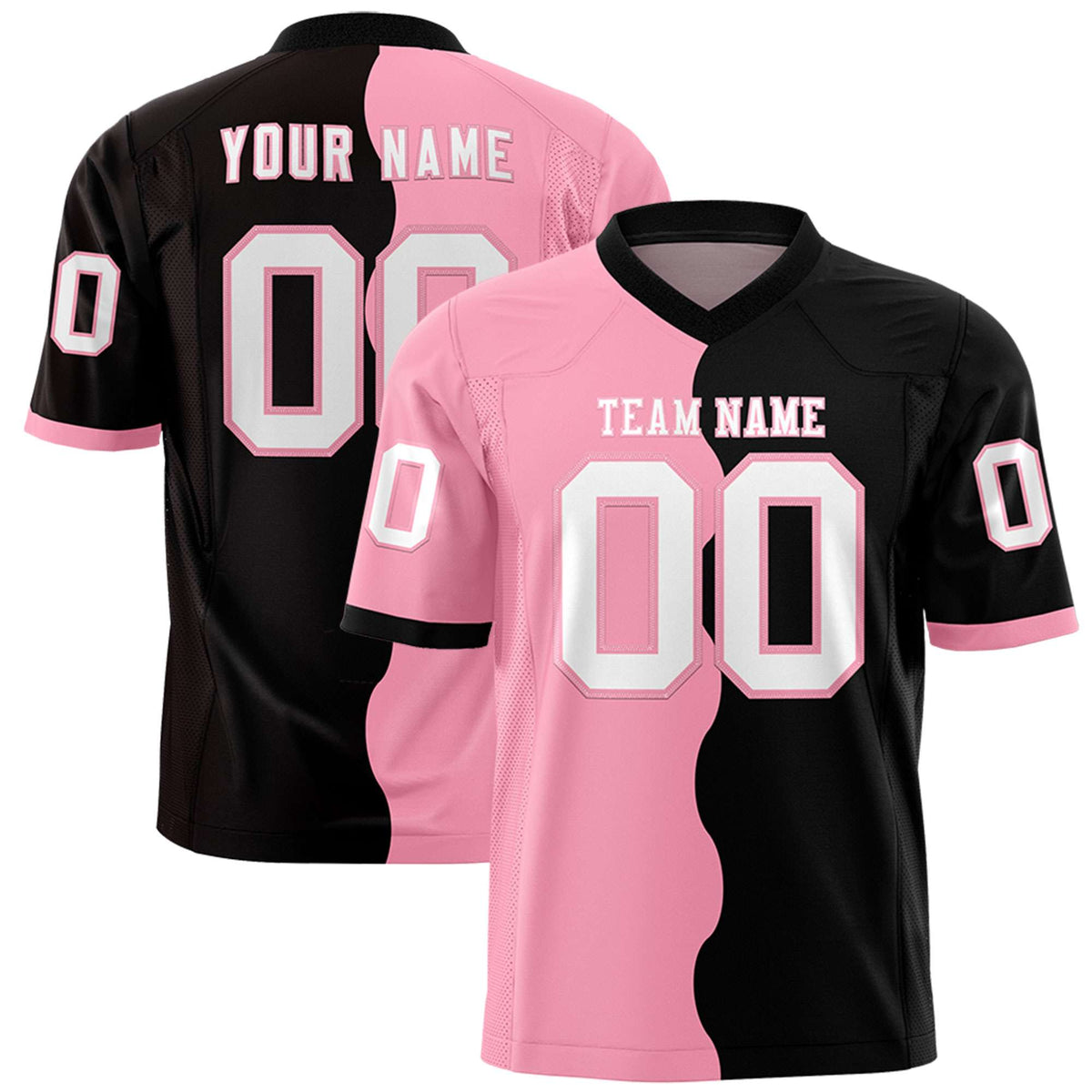 Custom Black Light Pink Split Fashion Mesh Authentic American Football Jersey