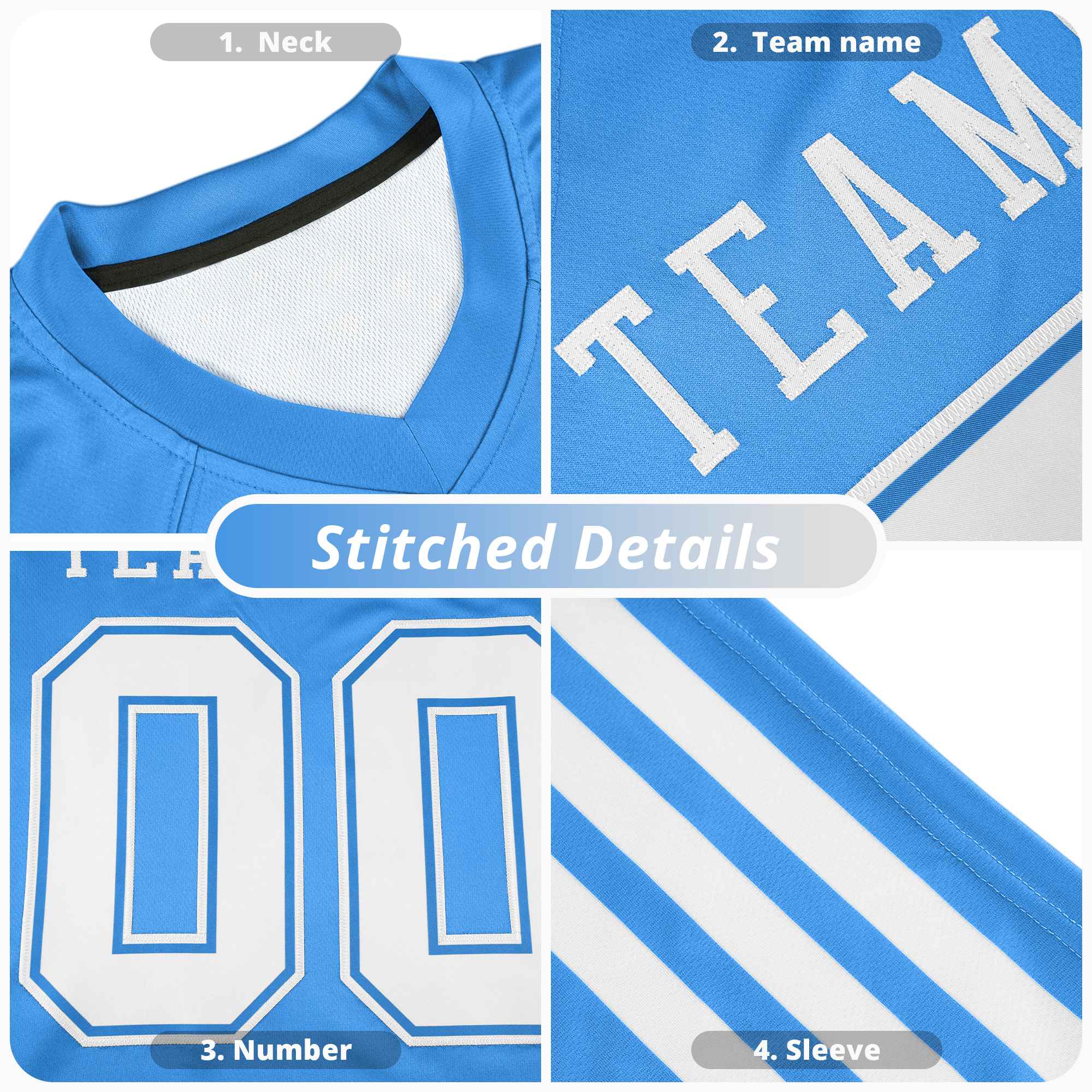 Custom Aqua White Split Fashion Mesh Authentic American Football Jersey