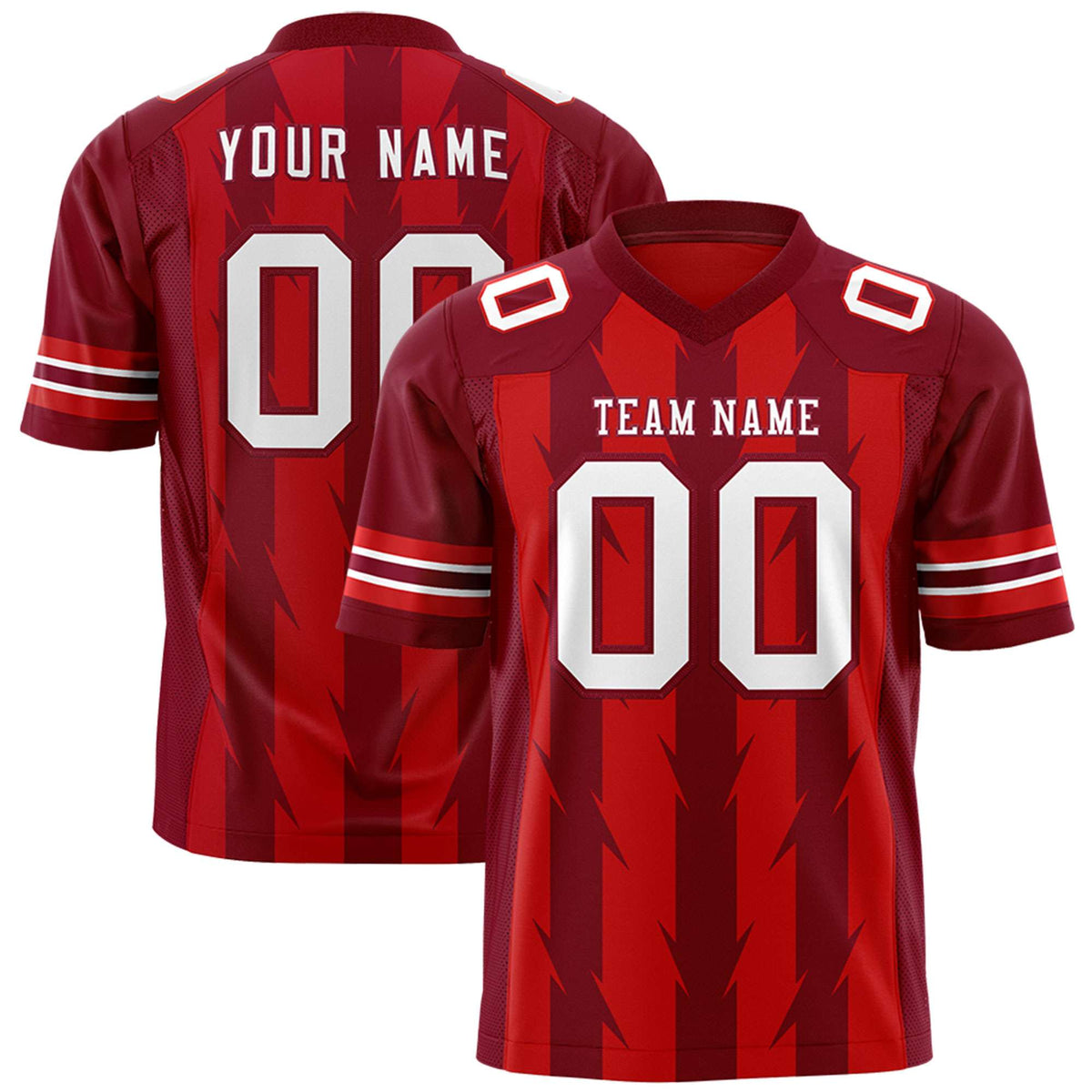 Custom Red Crimson Personalized Razr Stripe Graffiti Pattern Authentic American Football Jersey