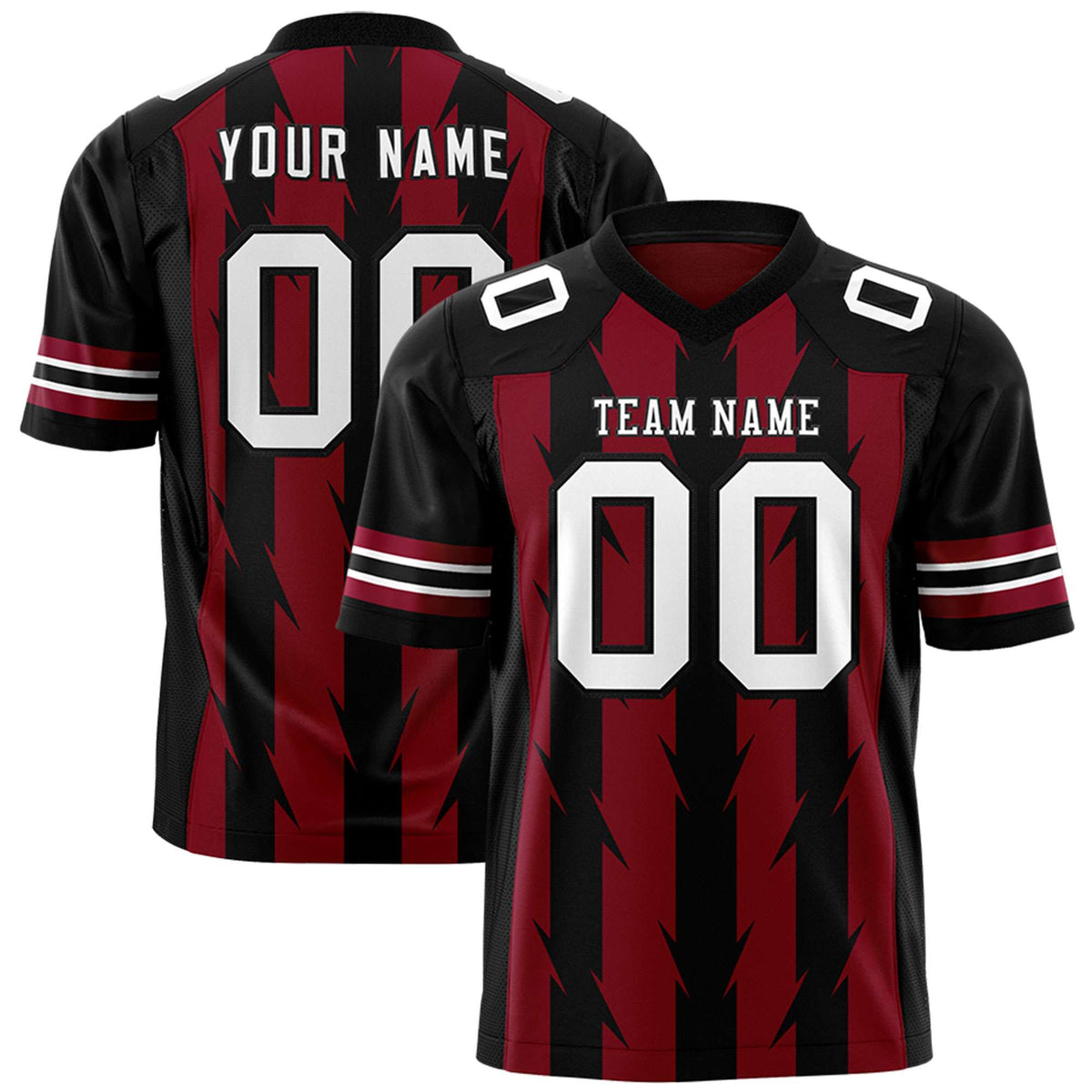 Custom Crimson Black Personalized Razr Stripe Graffiti Pattern Authentic American Football Jersey
