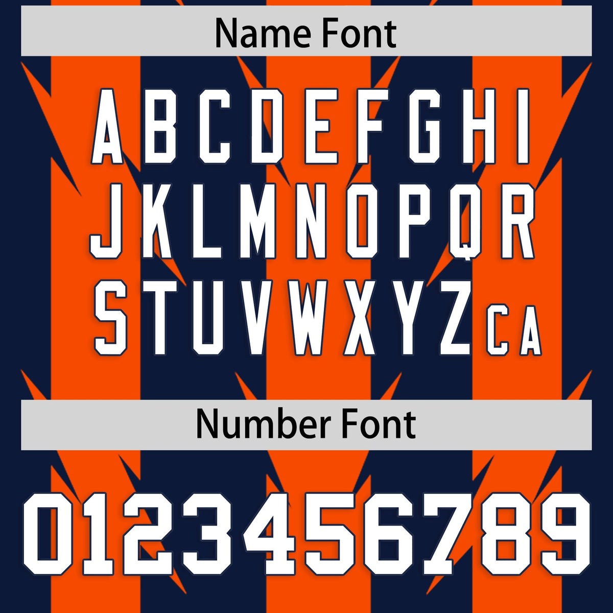 Custom Navy Orange Personalized Razr Stripe Graffiti Pattern Authentic American Football Jersey