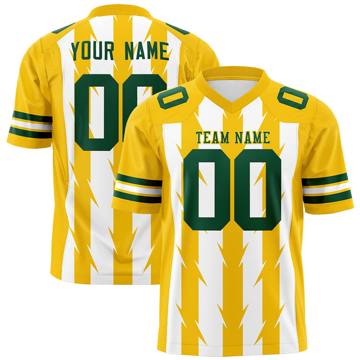 Custom White Gold Personalized Razr Stripe Graffiti Pattern Authentic American Football Jersey