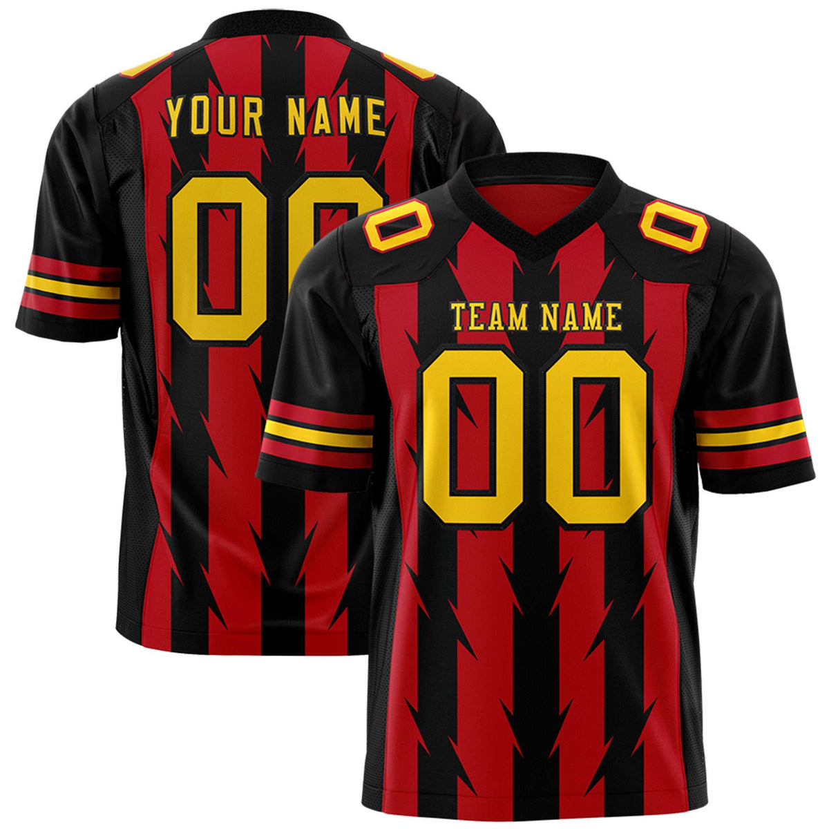 Custom Red Black Personalized Razr Stripe Graffiti Pattern Authentic American Football Jersey