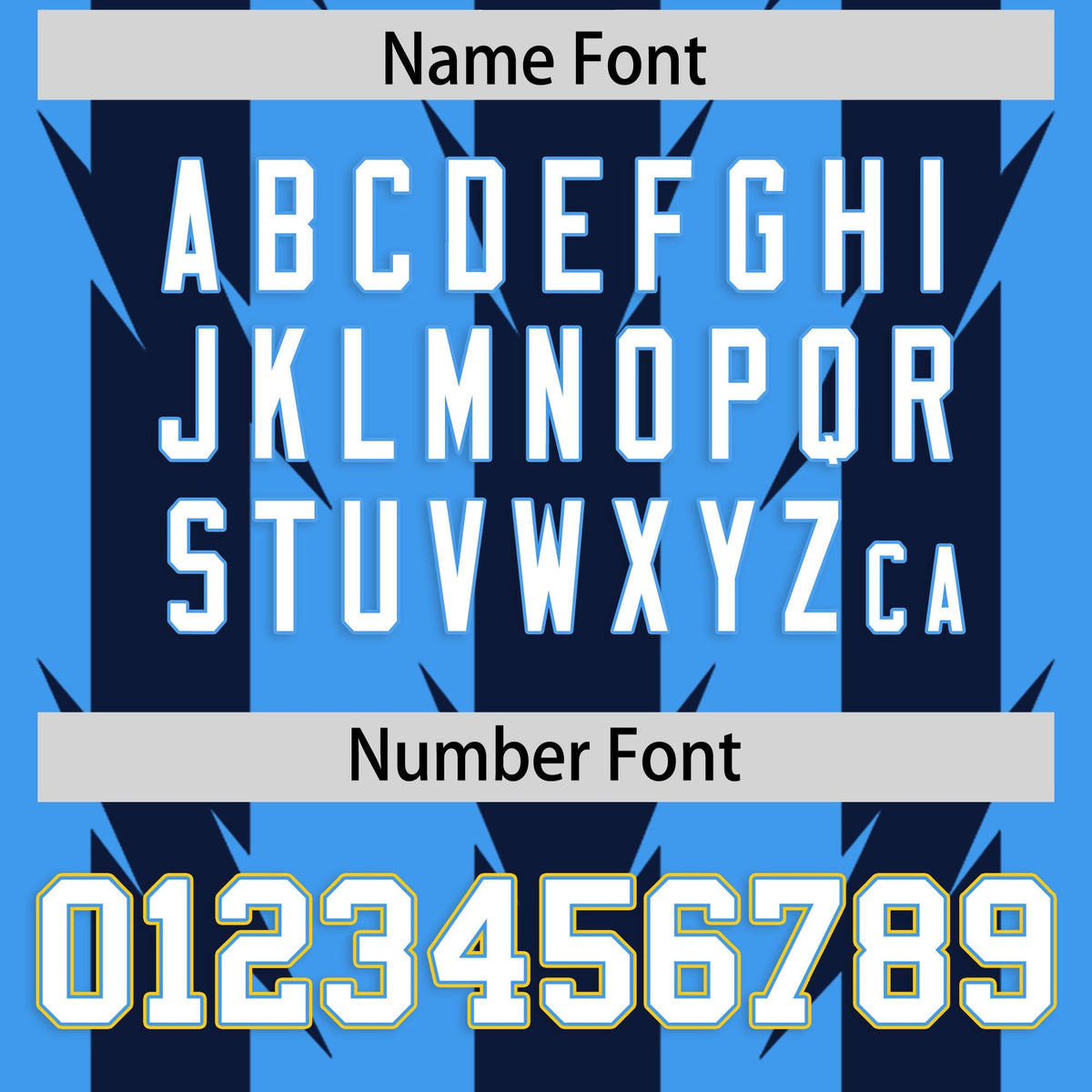 Custom Powder Blue Navy Personalized Razr Stripe Graffiti Pattern Authentic American Football Jersey