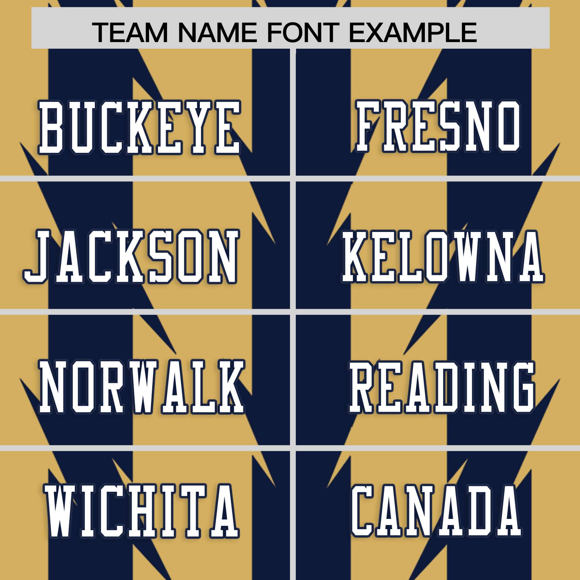 Custom Old Gold Navy Personalized Razr Stripe Graffiti Pattern Authentic American Football Jersey