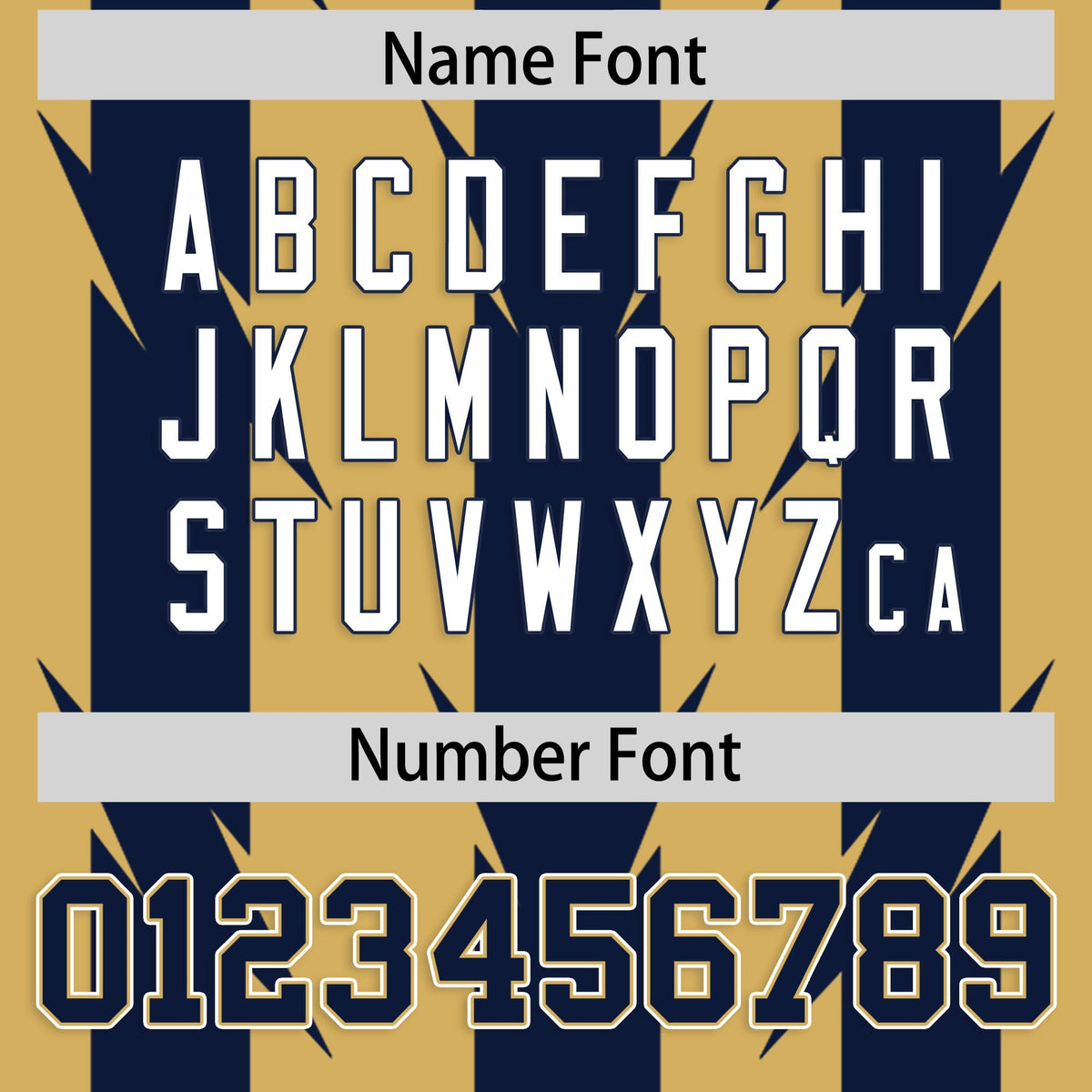 Custom Old Gold Navy Personalized Razr Stripe Graffiti Pattern Authentic American Football Jersey