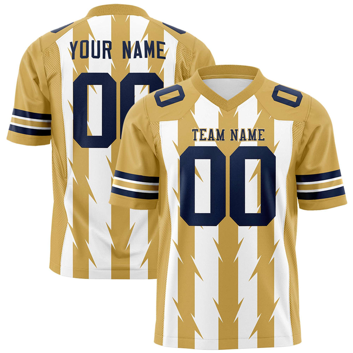 Custom White Old Gold Personalized Razr Stripe Graffiti Pattern Authentic American Football Jersey