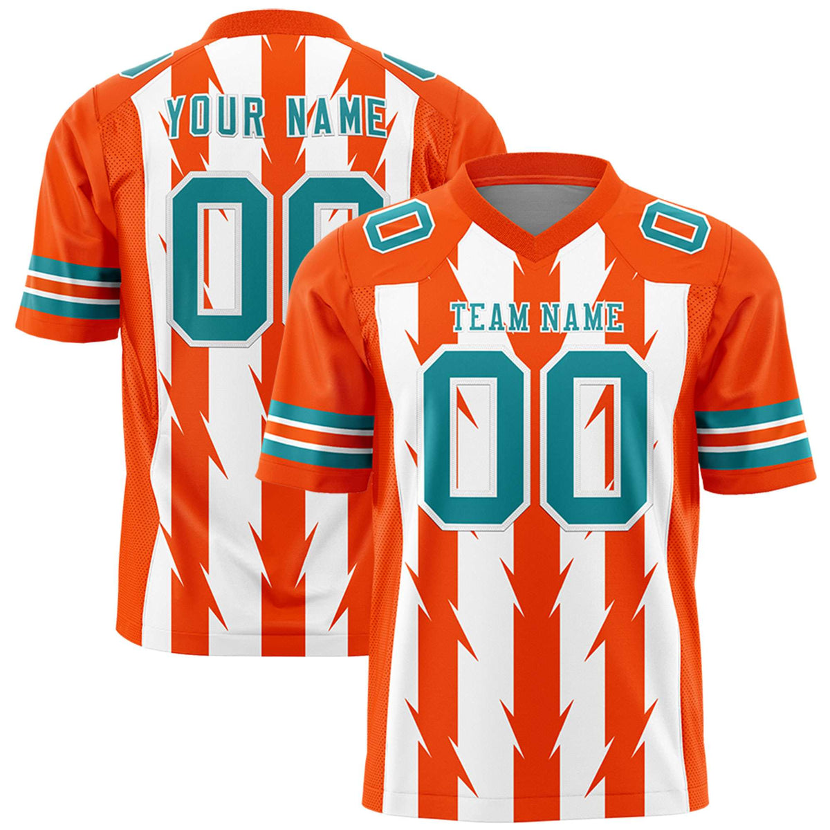 Custom White Orange Personalized Razr Stripe Graffiti Pattern Authentic American Football Jersey
