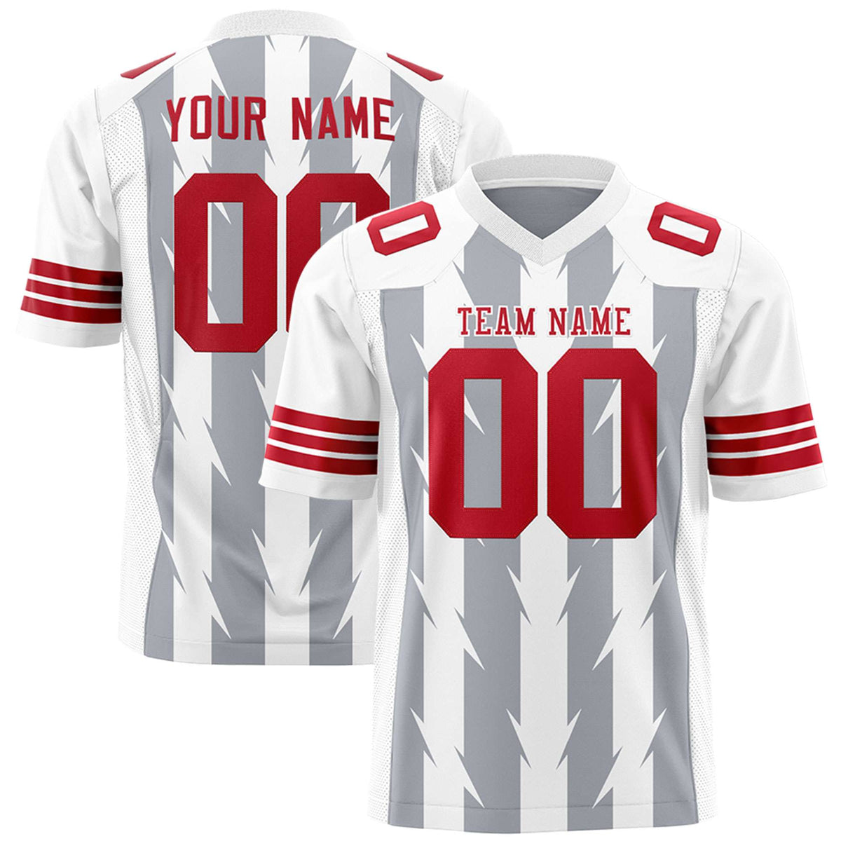 Custom Gray White Personalized Razr Stripe Graffiti Pattern Authentic American Football Jersey