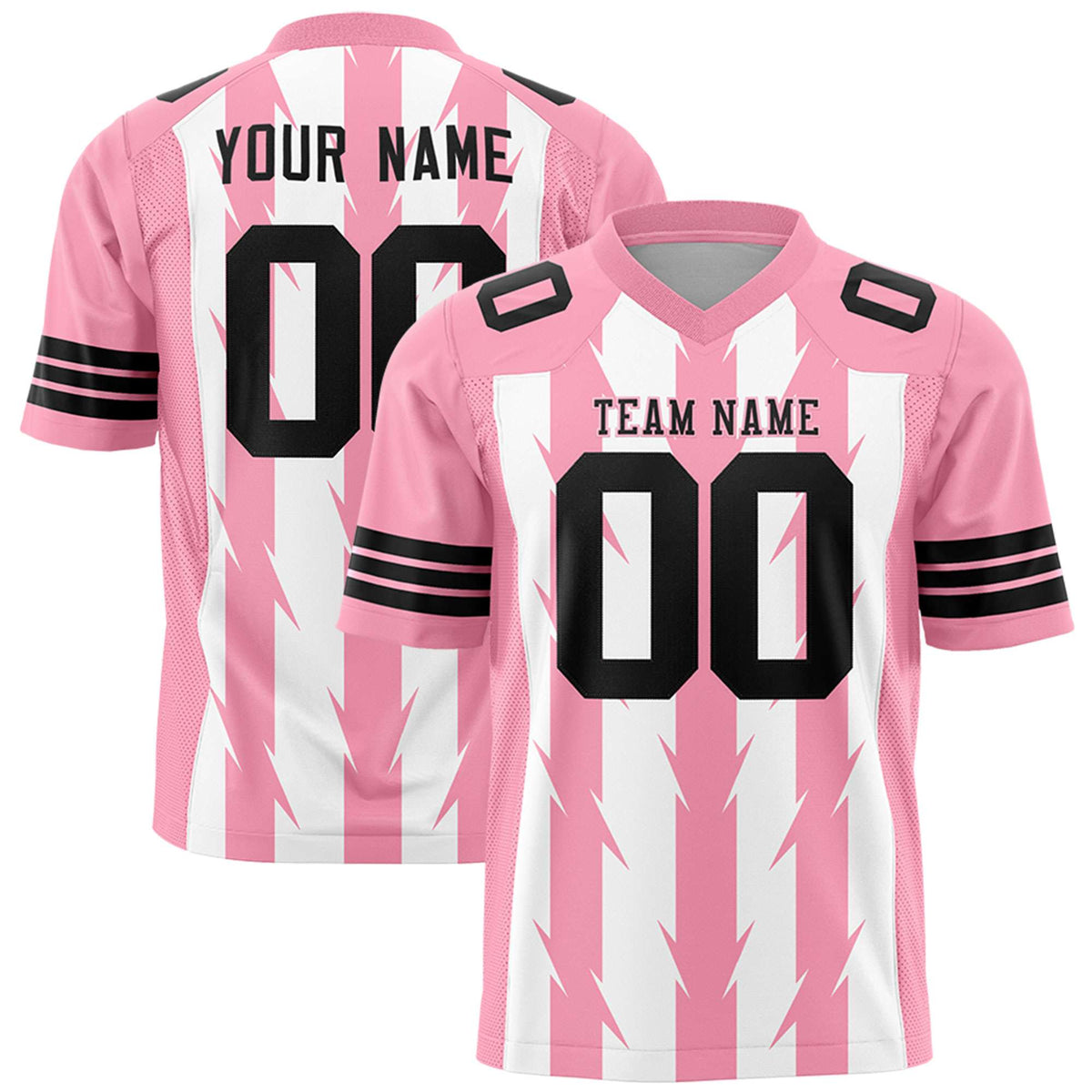 Custom White Light Pink Personalized Razr Stripe Graffiti Pattern Authentic American Football Jersey