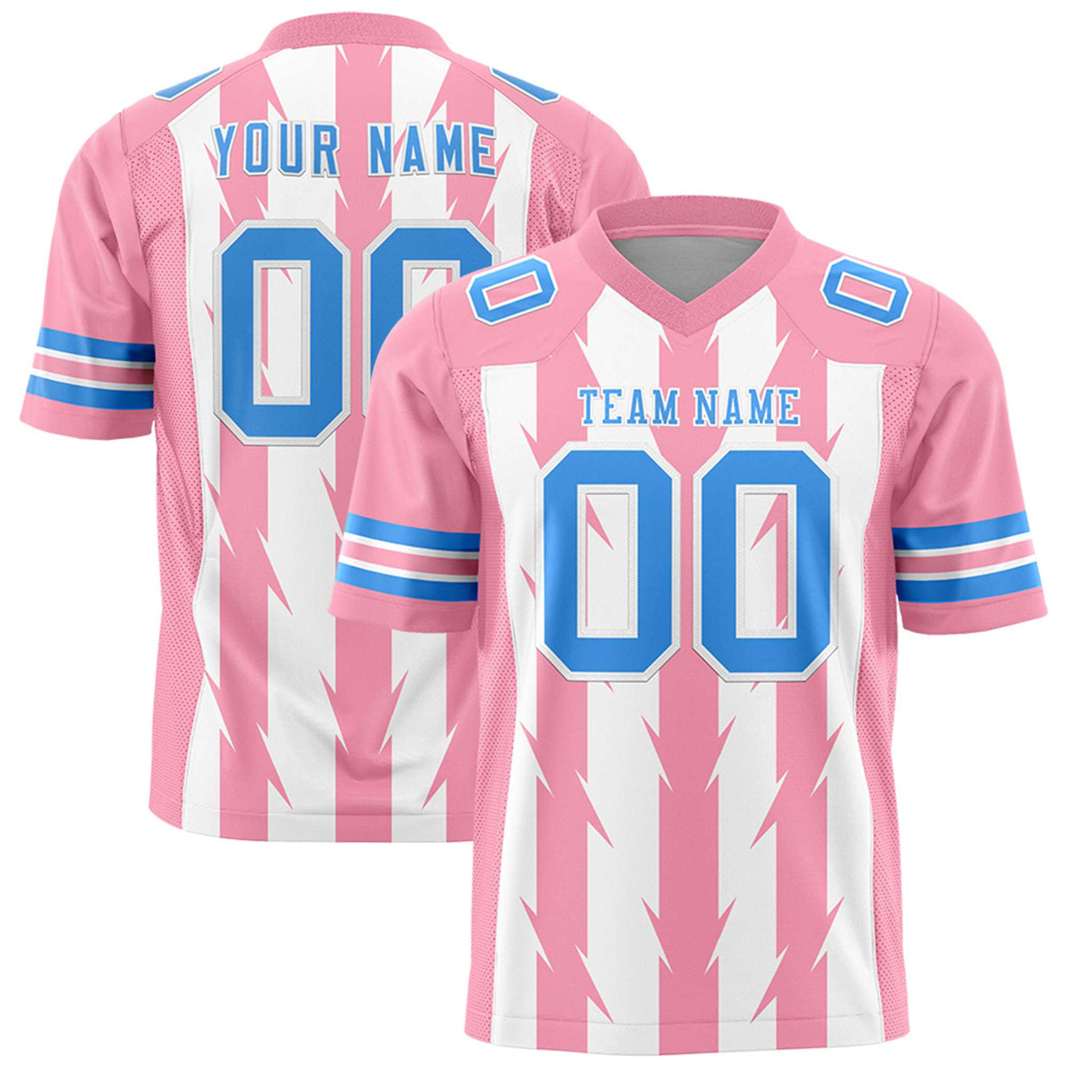Custom White Light Pink Personalized Razr Stripe Graffiti Pattern Authentic American Football Jersey