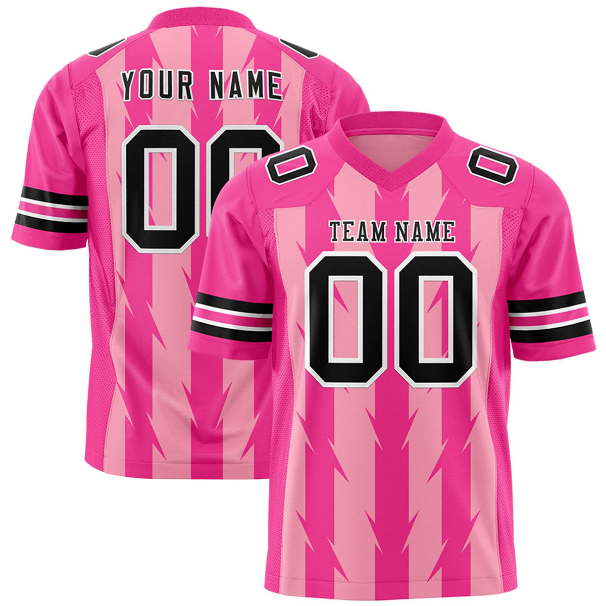 Custom Light Pink Pink Personalized Razr Stripe Graffiti Pattern Authentic American Football Jersey