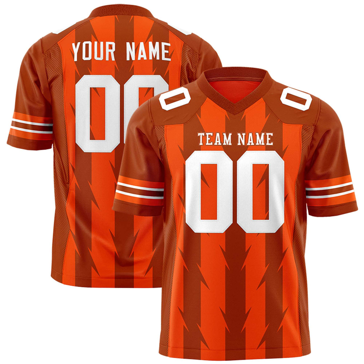 Custom Orange Texas Orange Personalized Razr Stripe Graffiti Pattern Authentic American Football Jersey