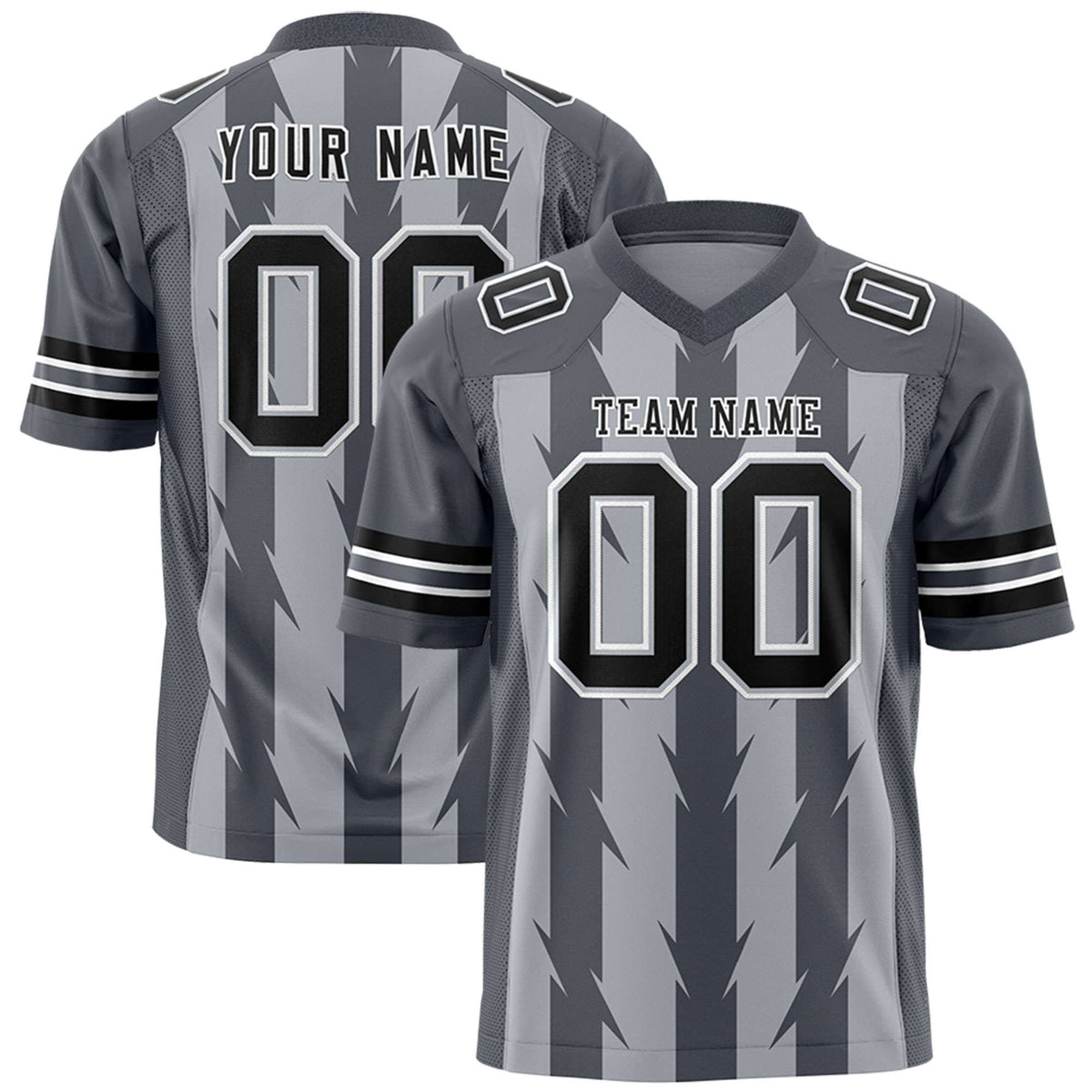 Custom Gray Dark Gray Personalized Razr Stripe Graffiti Pattern Authentic American Football Jersey