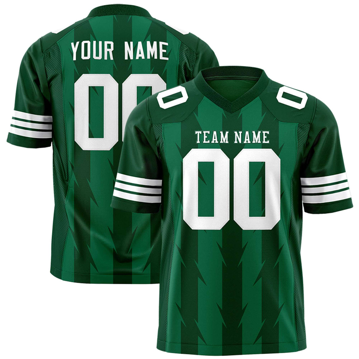Custom Kelly Green Green Personalized Razr Stripe Graffiti Pattern Authentic American Football Jersey