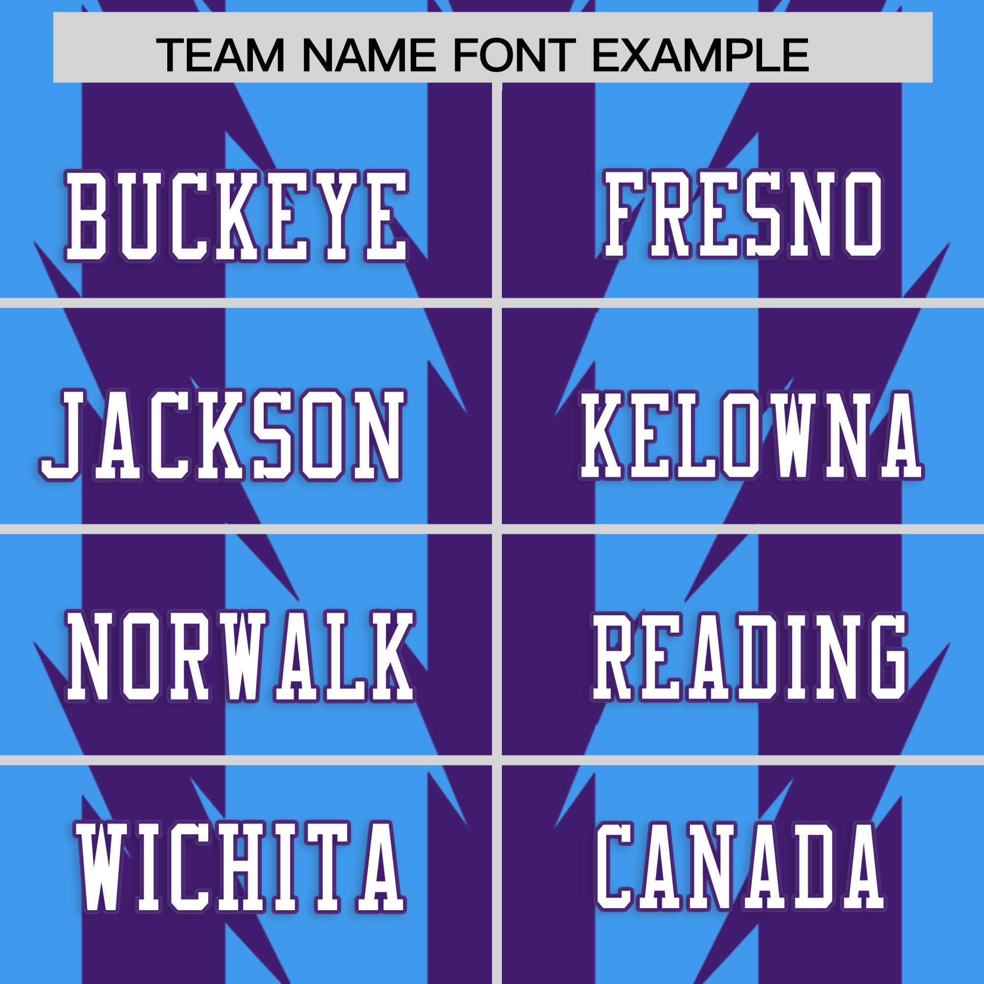 Custom Powder Blue Purple Personalized Razr Stripe Graffiti Pattern Authentic American Football Jersey