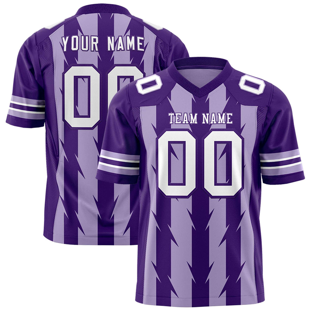 Custom Light Purple Purple Personalized Razr Stripe Graffiti Pattern Authentic American Football Jersey