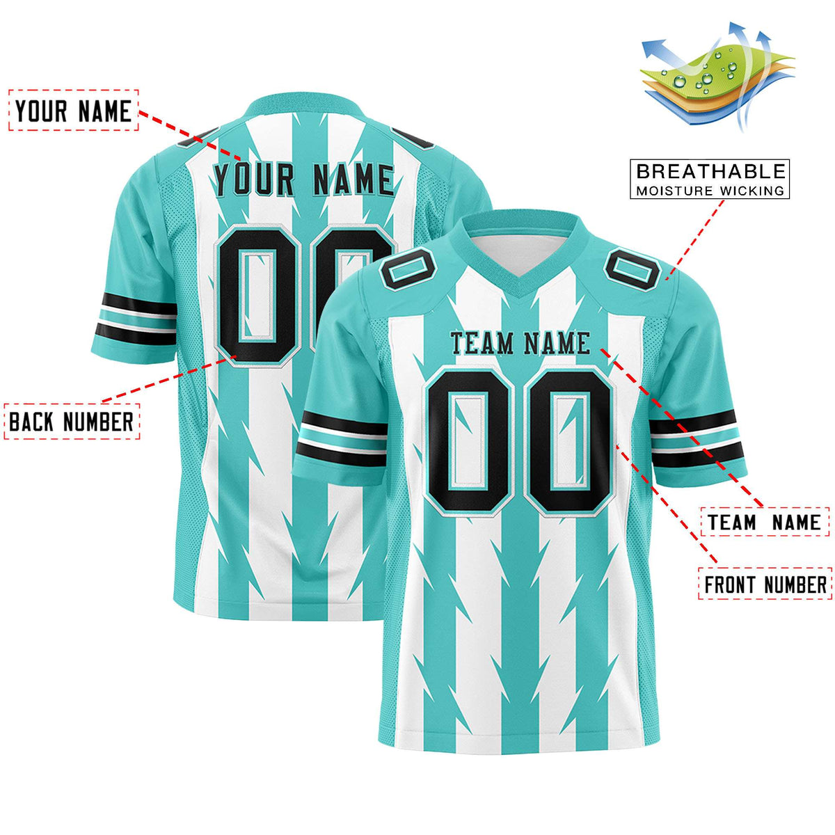 Custom White Bright Green Personalized Razr Stripe Graffiti Pattern Authentic American Football Jersey