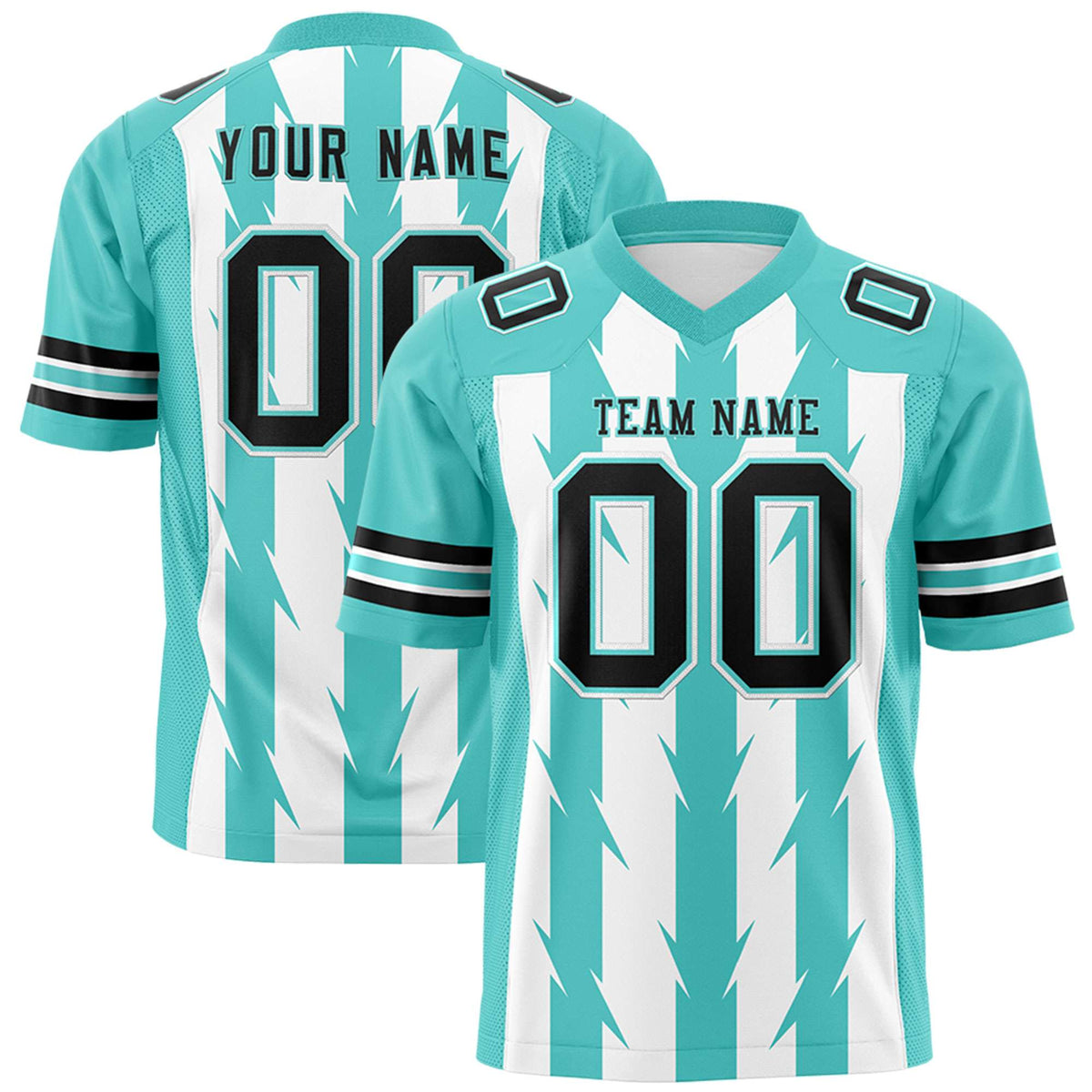 Custom White Bright Green Personalized Razr Stripe Graffiti Pattern Authentic American Football Jersey