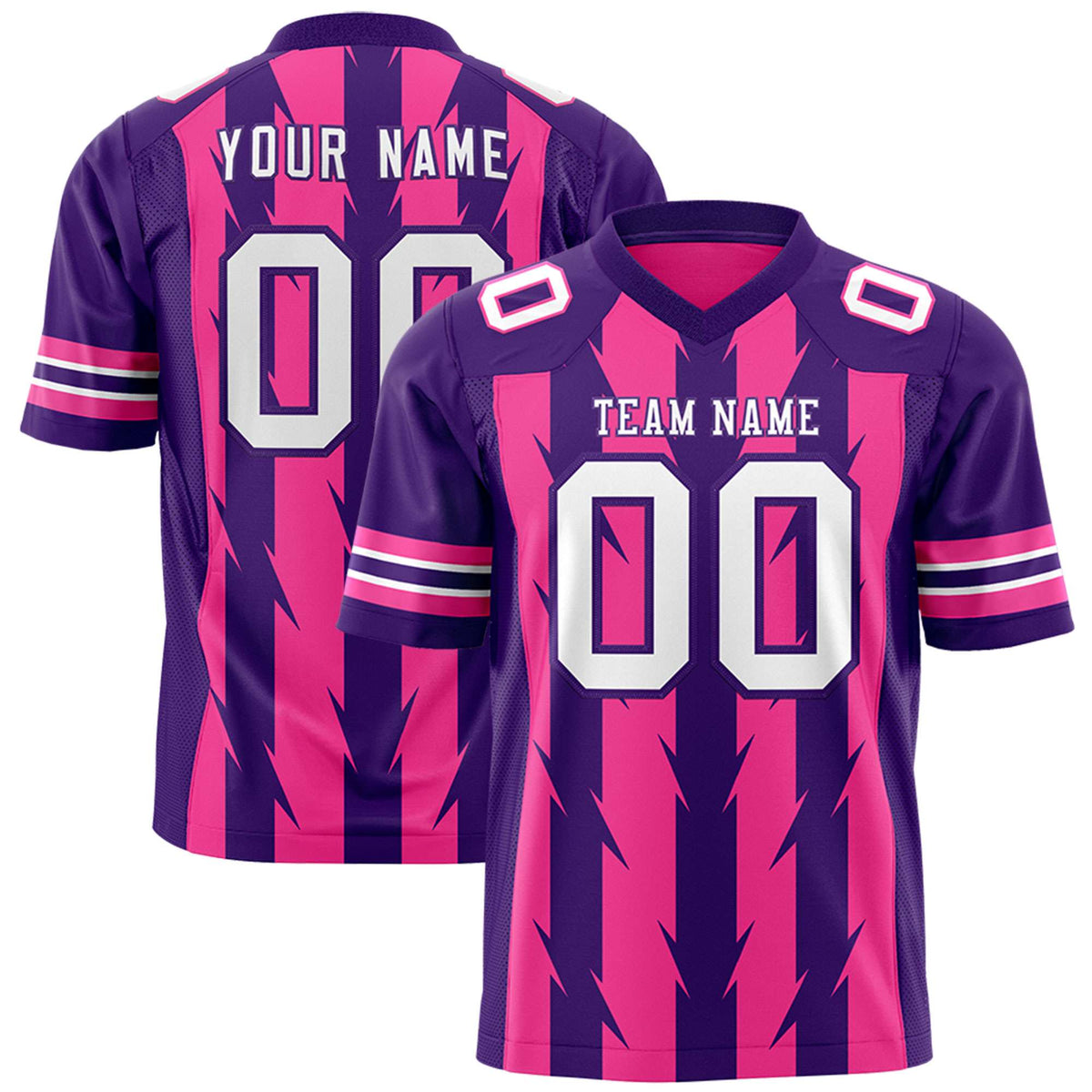 Custom Pink Purple Personalized Razr Stripe Graffiti Pattern Authentic American Football Jersey