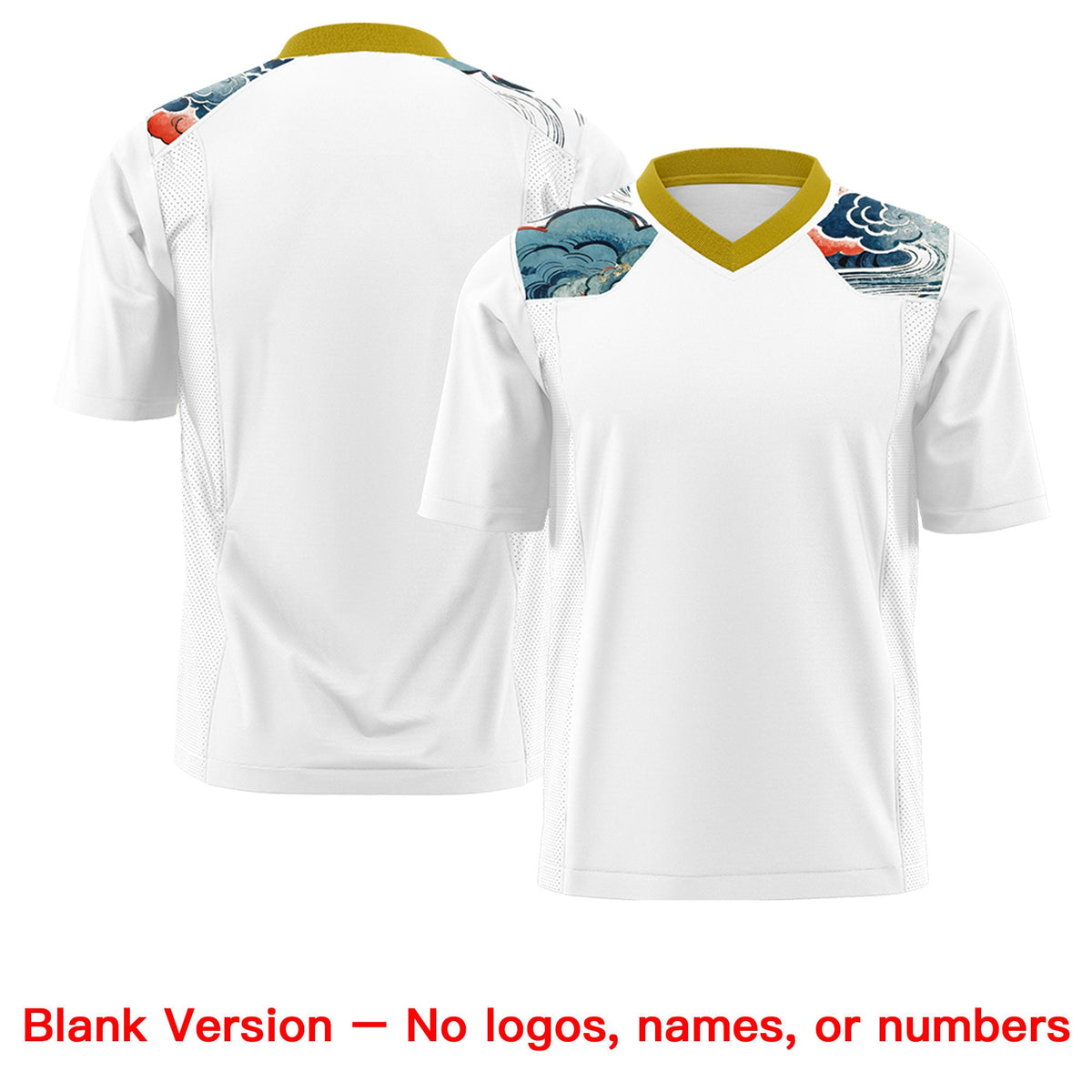 Custom Old Gold White Ukiyo-e Auspicious Clouds Graffiti Pattern Football Jersey | For Men,For Women | KXKSHOP