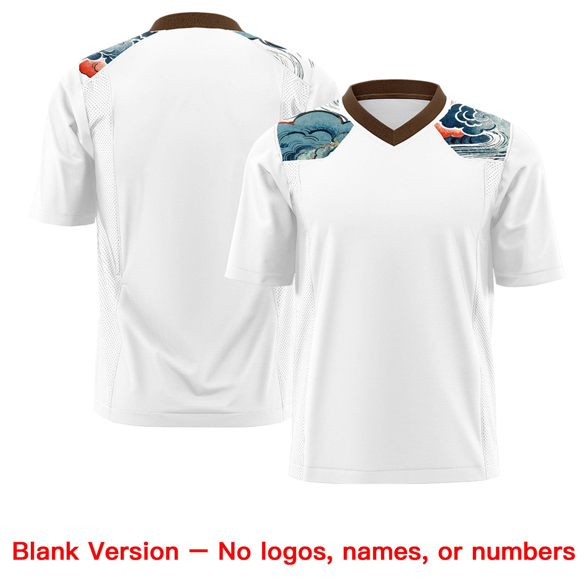 Custom Light Brown White Ukiyo-e Auspicious Clouds Graffiti Pattern Football Jersey | For Men,For Women | KXKSHOP