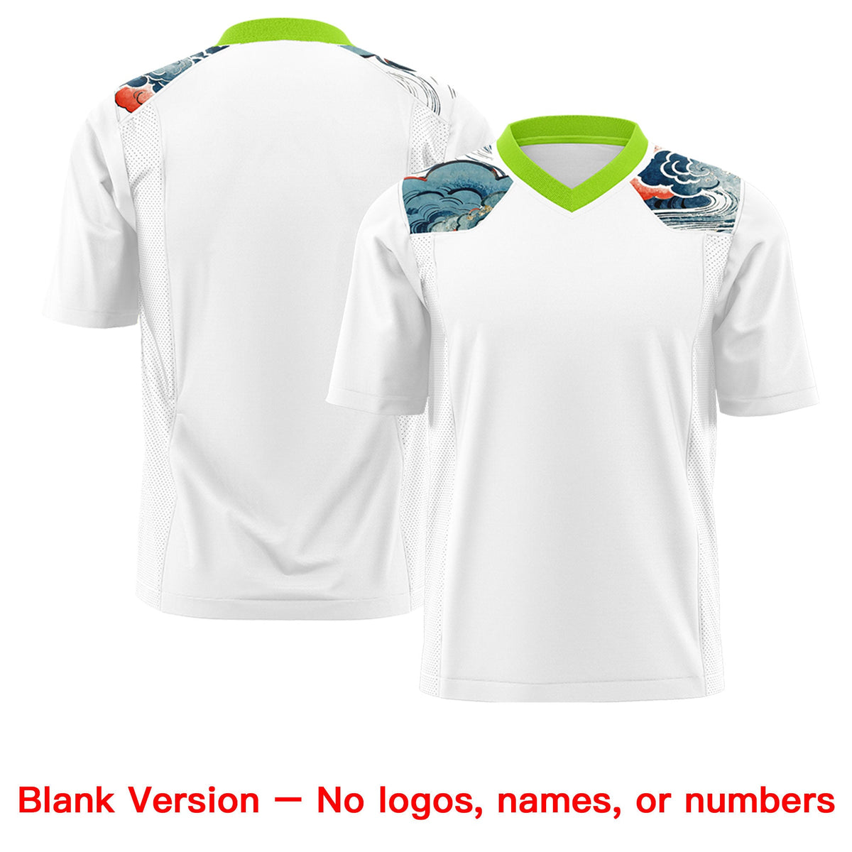 Custom Neon Green White Ukiyo-e Auspicious Clouds Graffiti Pattern Football Jersey | For Men,For Women | KXKSHOP
