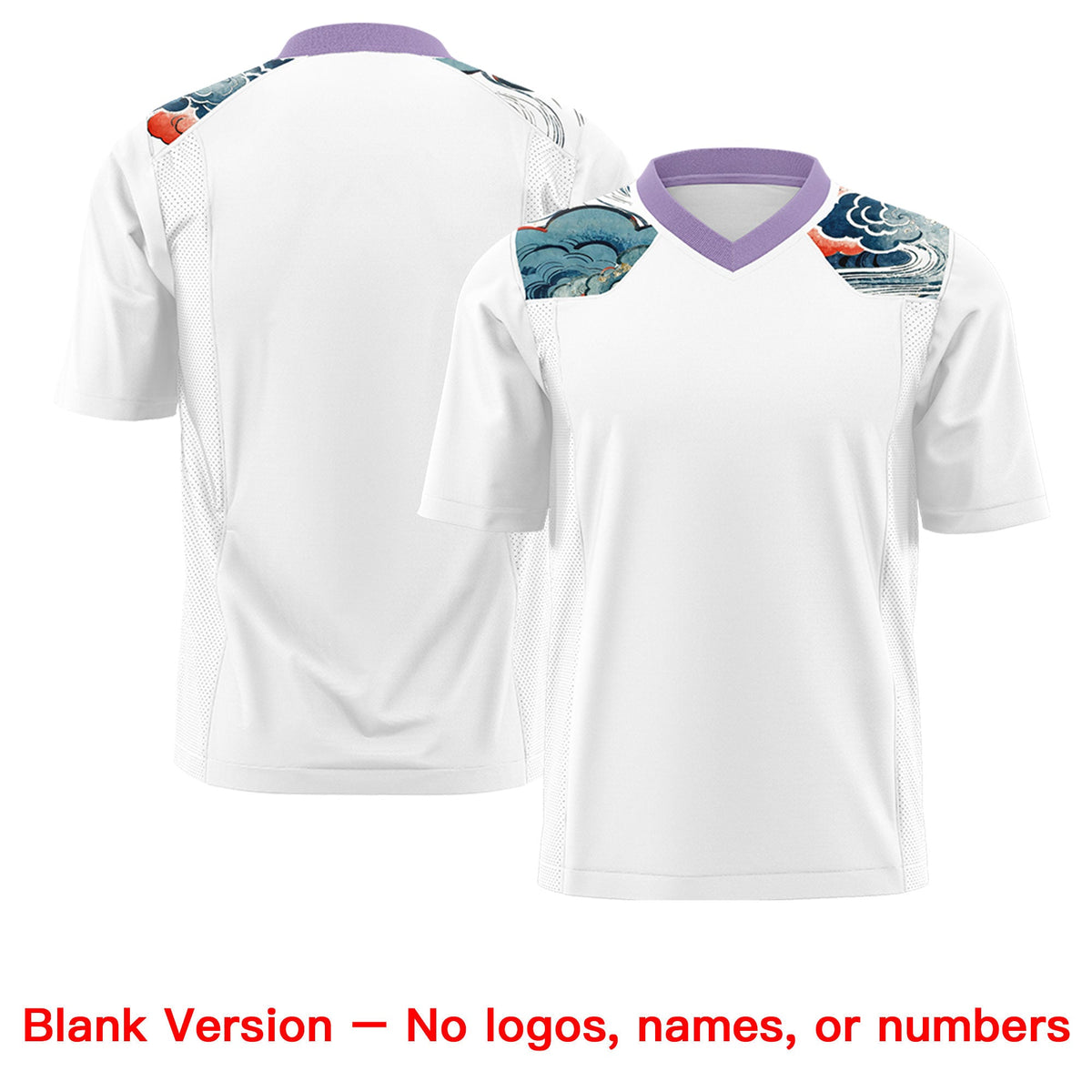 Custom Light Purple White Ukiyo-e Auspicious Clouds Graffiti Pattern Football Jersey | For Men,For Women | KXKSHOP