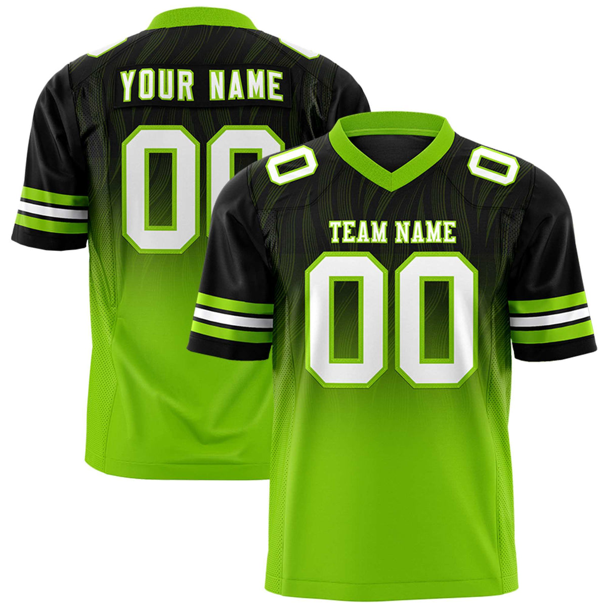 Custom Black and Neon Green Gradient Fashion Outdoor Authentic Football Jersey