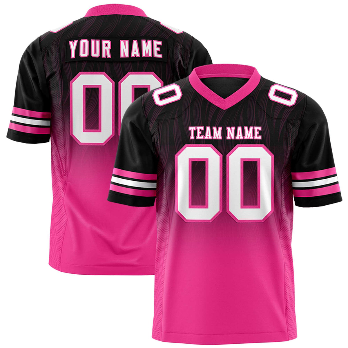 Custom Black and Pink Gradient Fashion Outdoor Authentic Football Jersey