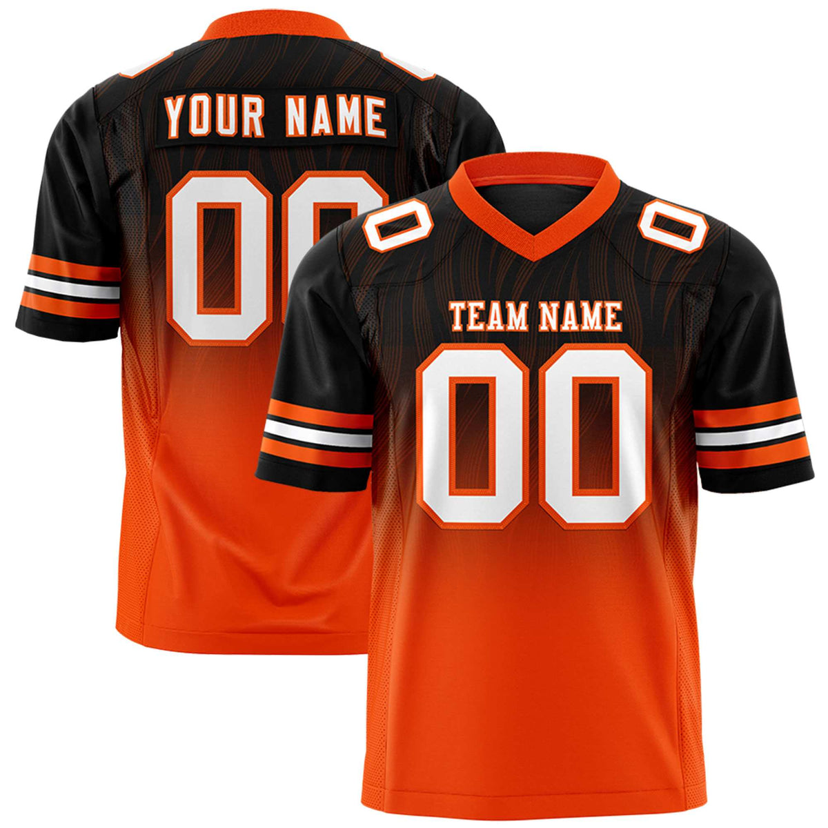 Custom Black and Orange Gradient Fashion Outdoor Authentic Football Jersey