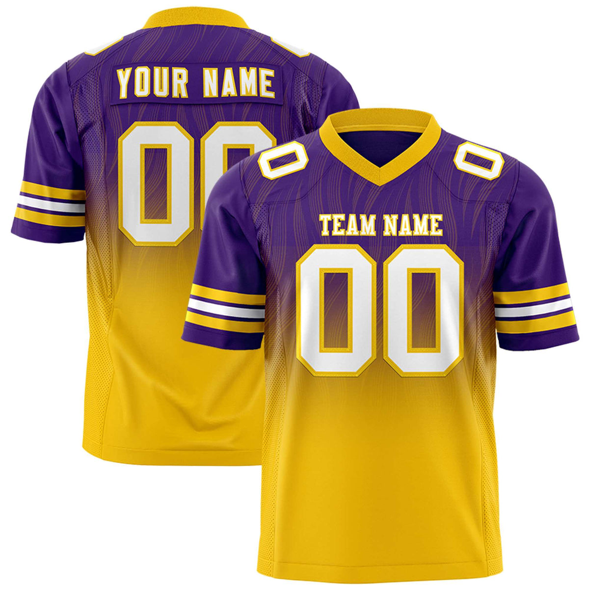 Custom Purple and Gold Gradient Fashion Outdoor Authentic Football Jersey