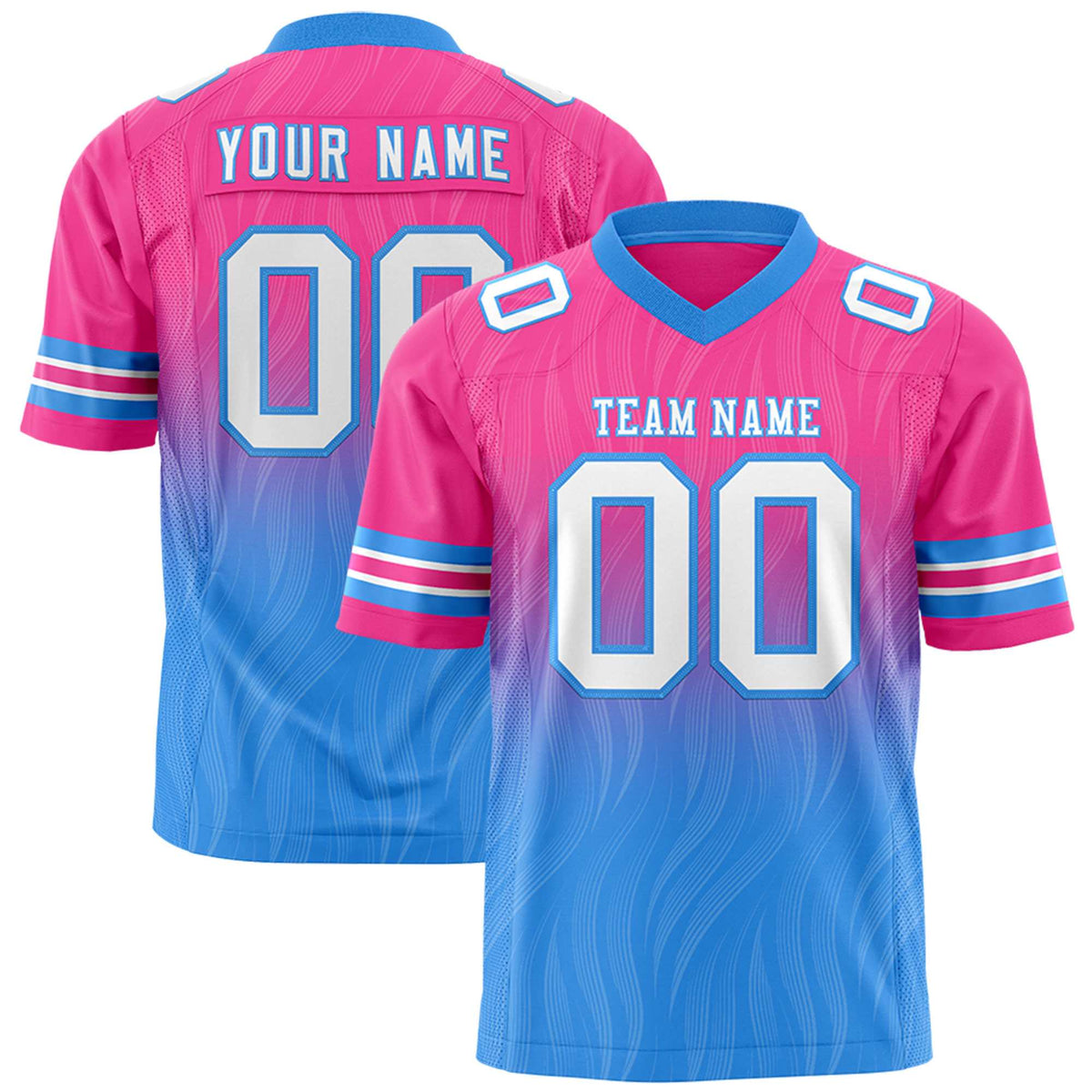 Custom Pink and Powder Blue Gradient Fashion Outdoor Authentic Football Jersey