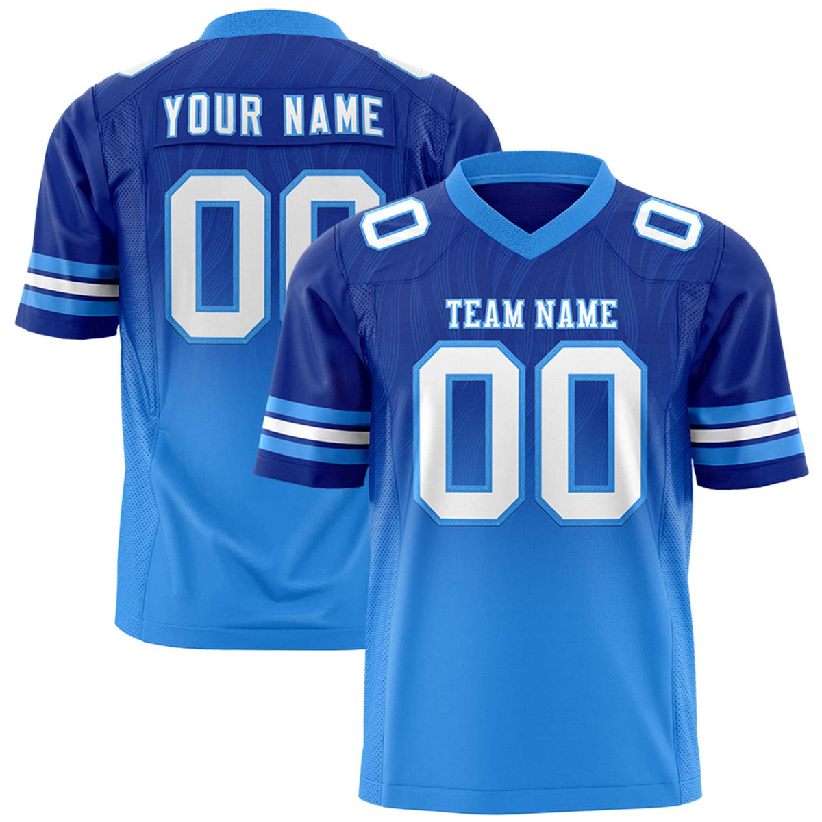 Custom Royal and Powder Blue Gradient Fashion Outdoor Authentic Football Jersey