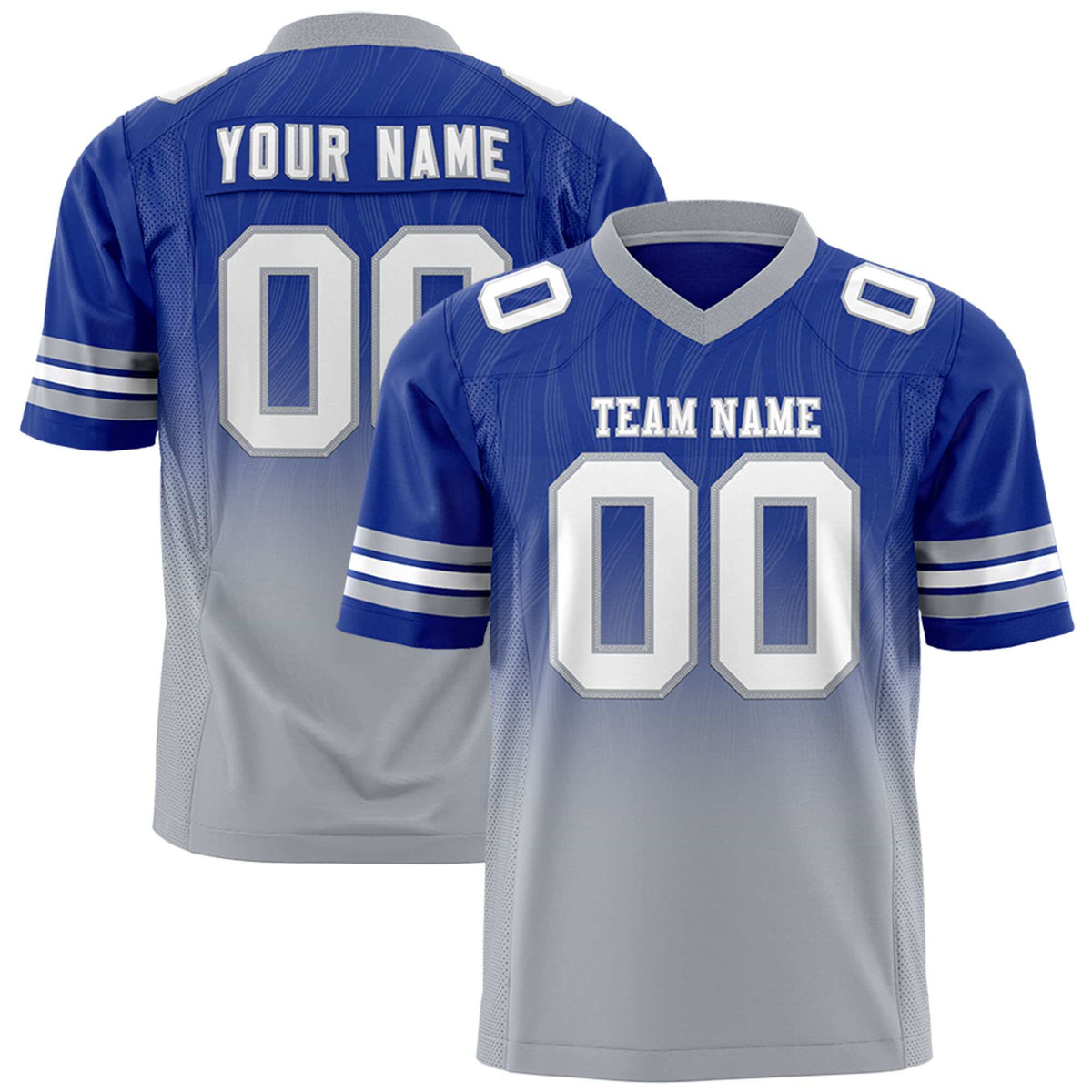 Custom Royal and Gray Gradient Fashion Outdoor Authentic Football Jersey