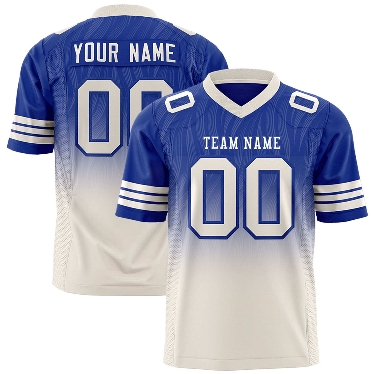 Custom Royal and Cream Gradient Fashion Outdoor Authentic Football Jersey